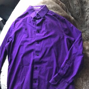 Express 1MX Fitted Purple Dress Shirt